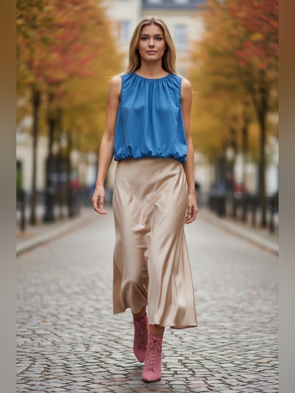 Royal Blue Bubble Hem Sleeveless Top